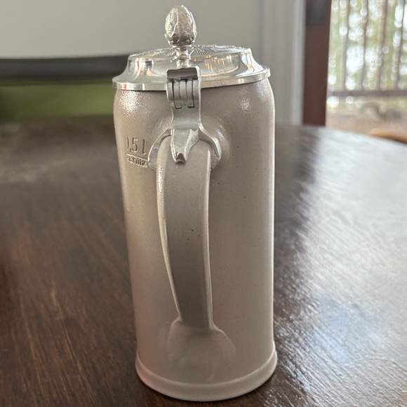 Handmade Authentic German Ceramic Beer Stein with Pewter Embossed Lid - Picture 12 of 12